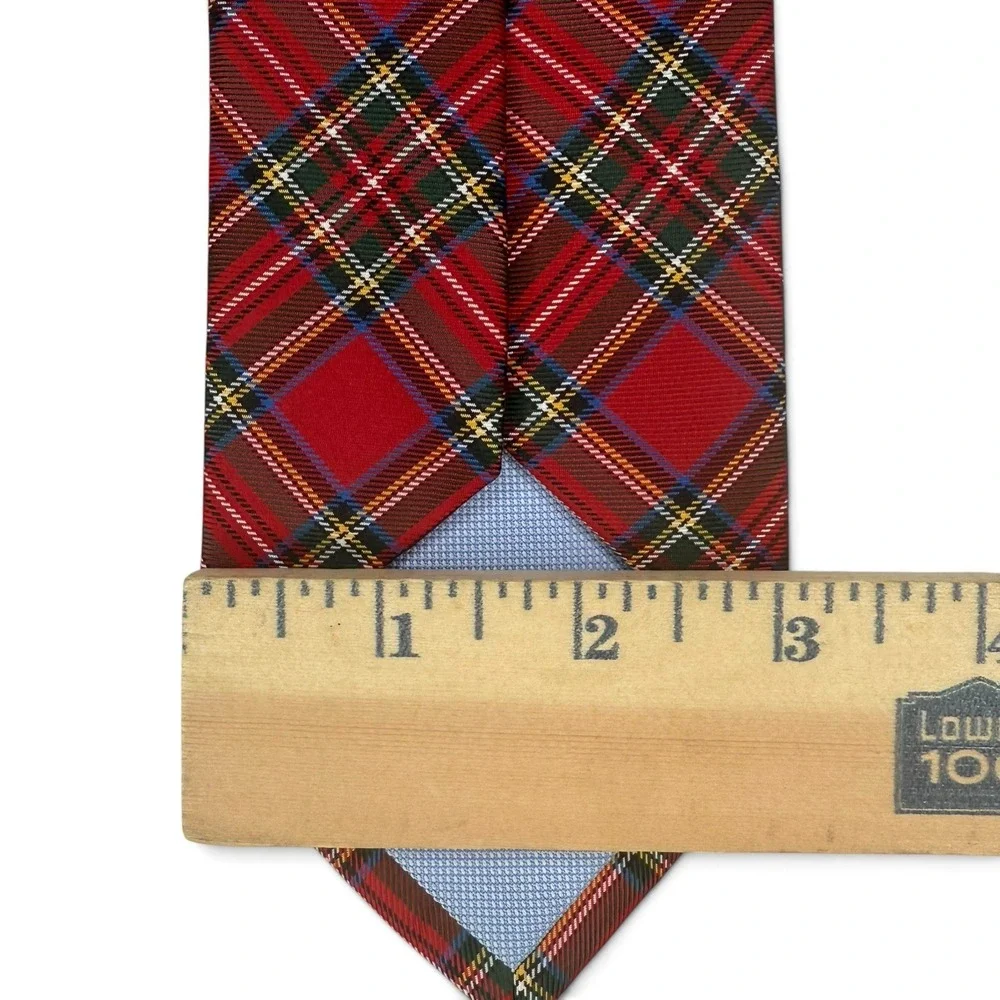 Tommy Hilfiger 100% Silk Mens Tie Red Plaid 3